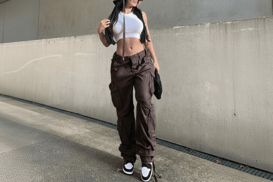 Black Cargo Pants with Flap Pockets - Vintage Style - Smith Fashion's Wear